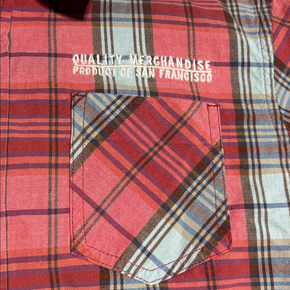 Gap Kids Factory Surf Team Plaid Short Sleeve Button Down Shirt sz L - Picture 4 of 7